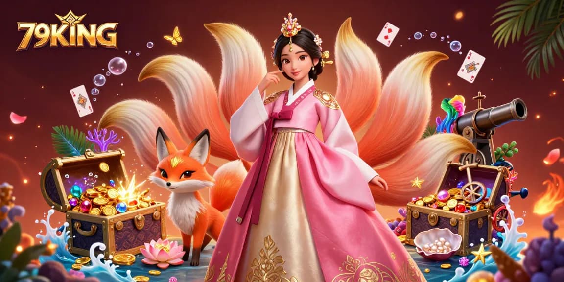 Experience winning moments with 79KING in a vibrant 3D casino world filled with treasures.