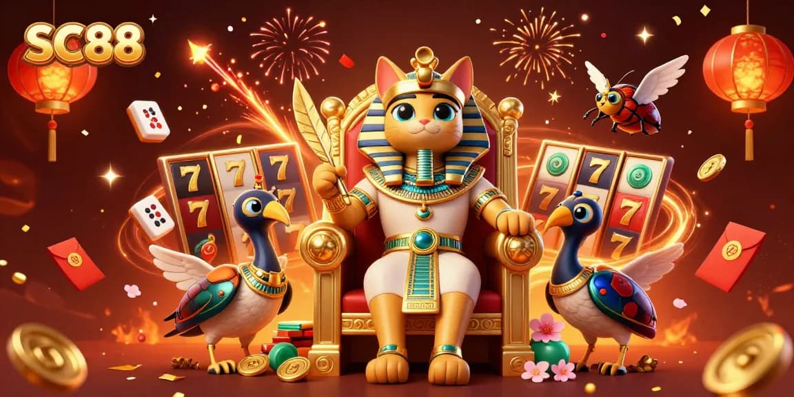 Experience SC88 with jackpot slots in a lively casino setting featuring 3D Egyptian themes.