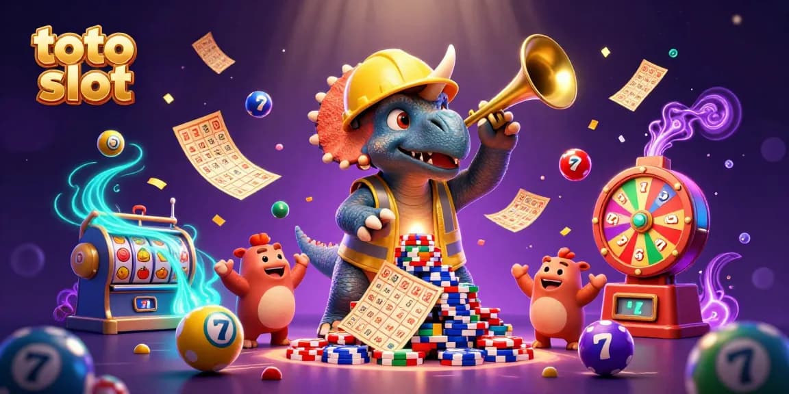 Experience thrilling gameplay with toto slot in this vibrant casino scene filled with colorful elements.