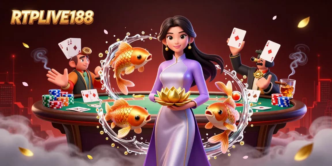 Rasakan permainan mendebarkan di RTPLIVE188 dengan ilustrasi kasino bertema Asia yang penuh warna.