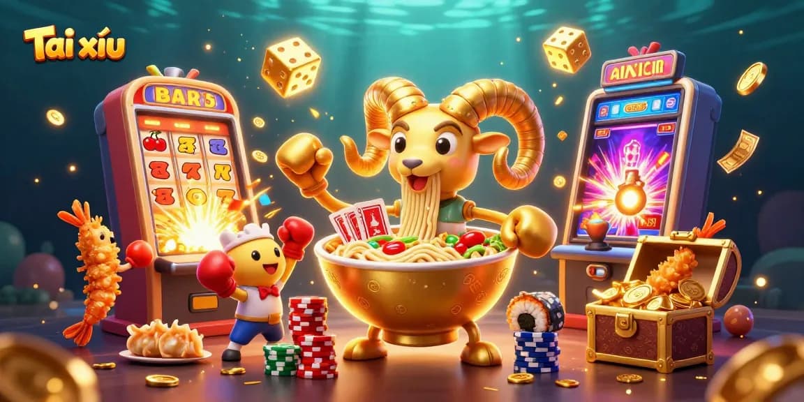 Tài xỉu game featuring vibrant characters, dynamic elements, and rich casino visuals illustrating betting excitement.