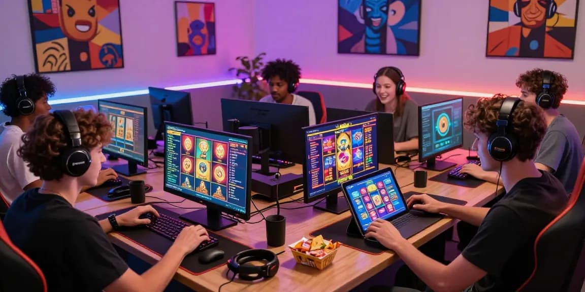 Exciting player interactions with mposport slot games in a vibrant online gaming lounge.