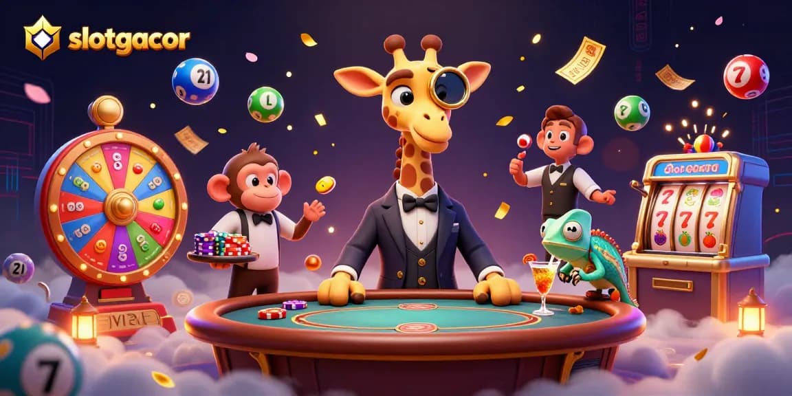 Experience the thrill of slotgacor gaming with vibrant visuals and engaging characters in a dynamic casino scene