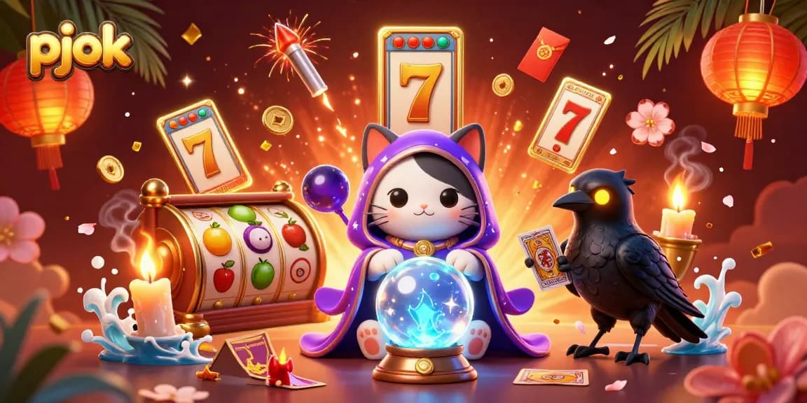 PJOK players experience dynamic gameplay surrounded by colorful slot reels and engaging casino elements.