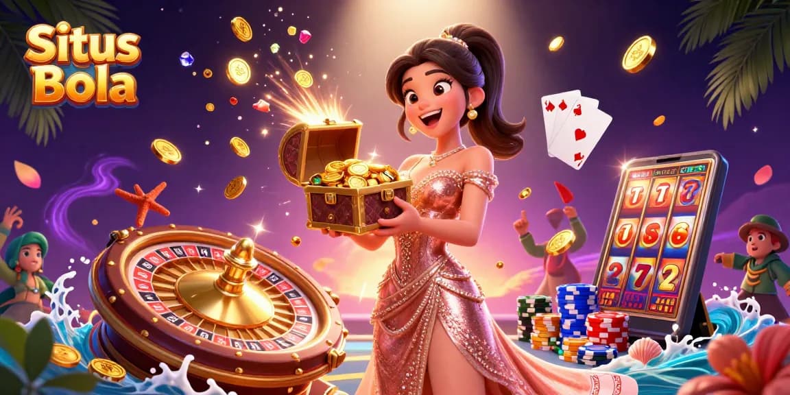 Situs Bola showcases thrilling gambling excitement with 3D scenes filled with treasures and casino elements