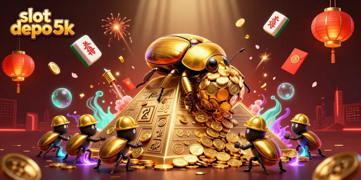 Play and win exciting games at slot depo 5k with golden coins and a lively casino atmosphere.