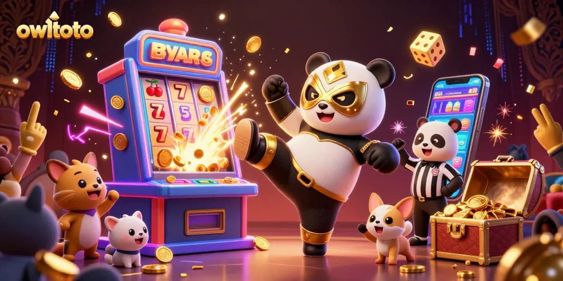 Engage in thrilling casino excitement with owltoto at a vibrant 3D wrestling match scene.