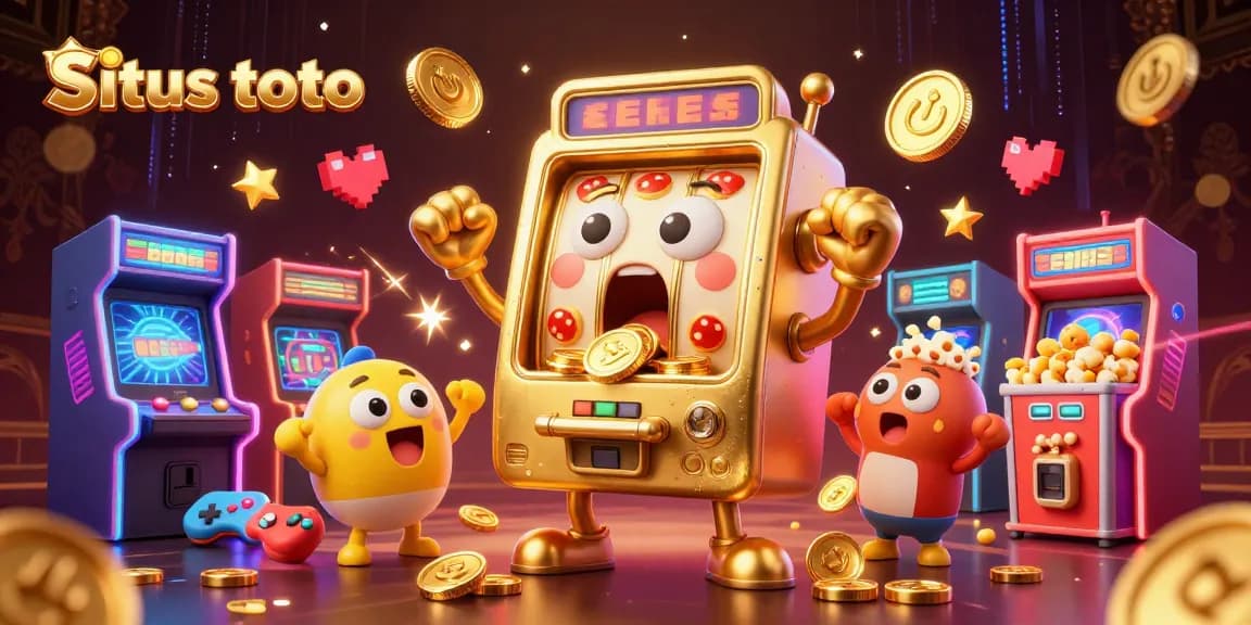 Experience the excitement of Situs toto with a lively scene of slot machines and casino elements!