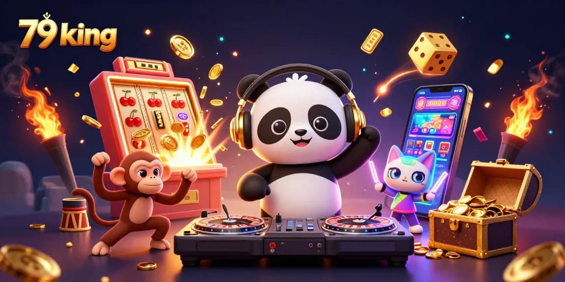 Engage in thrilling action with 79 king at the vibrant casino showcasing a colorful DJ panda.