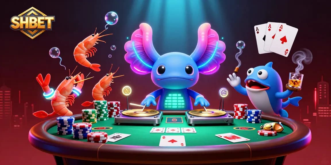 Experience the excitement of SHBET with a vibrant casino-themed underwater party illustration.