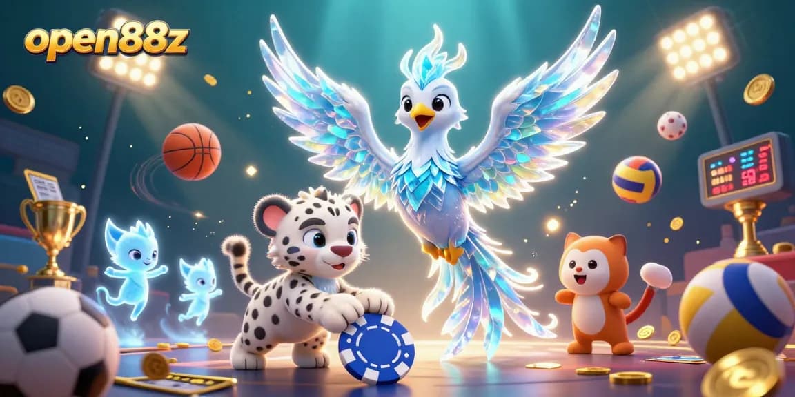 Experience the excitement of open88z with an engaging scene full of betting action and playful characters.