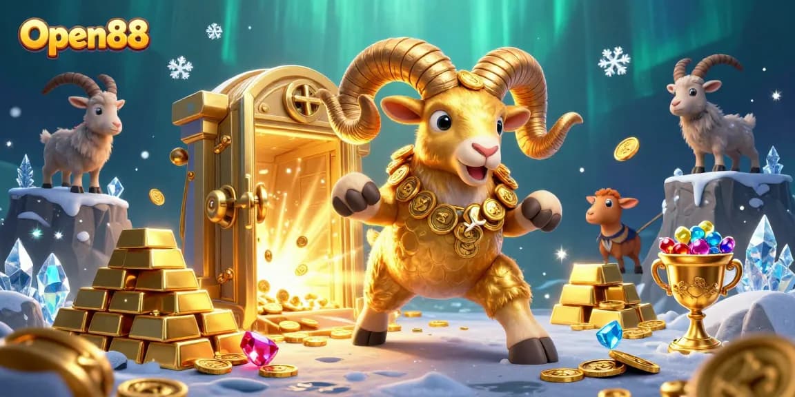 Open88 players enjoy thrilling casino experiences while surrounded by treasures and festive elements.