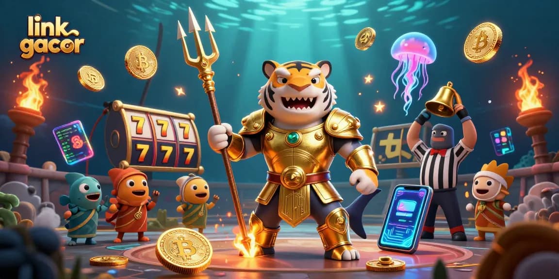 Play with link gacor and experience vibrant slot gaming in a dynamic underwater scene.