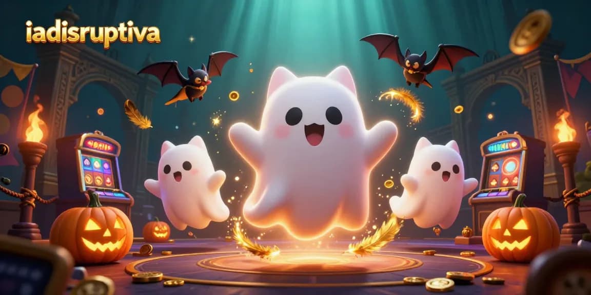 iadisruptiva menghidupkan suasana kasino dengan kucing hantu dan kelelawar dalam satu gambar
