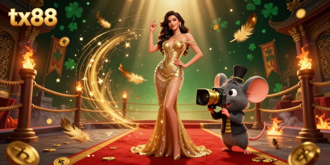 Experience gaming excitement at tx88 with a glamorous 3D casino scene filled with excitement and riches.