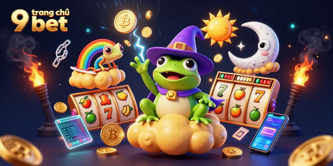 Engage with the exciting trang chủ 9bet through a vibrant 3D casino illustration filled with dynamic elements.