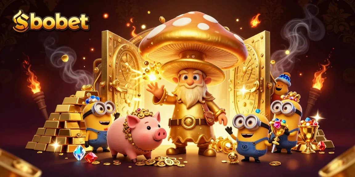 Experience sbobet betting magic with a wizard turning treasures to gold in a dynamic scene.