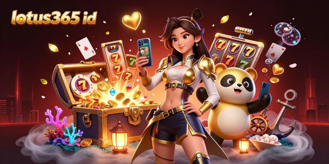 Engage with the thrilling world of lotus365 id by playing vibrant slot games illustrated with golden accents.