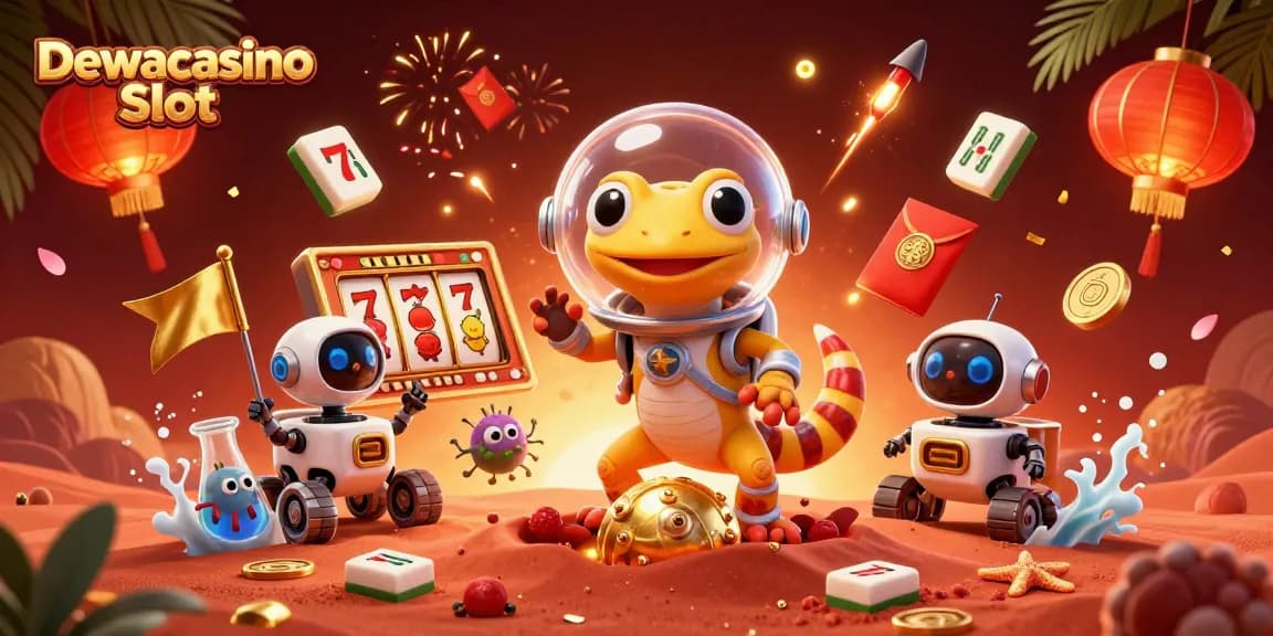 Experience the thrilling Dewacasino Slot with Martian geckos and vibrant gambling elements!