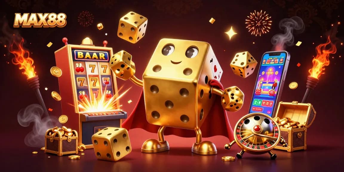 Engage with MAX88 for thrilling casino action featuring golden dice and exciting jackpot excitement.