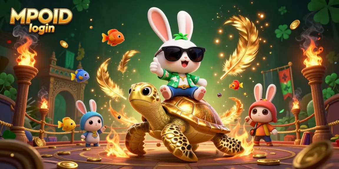 Experience seamless gameplay with MPOID login surrounded by vibrant, colorful casino elements.