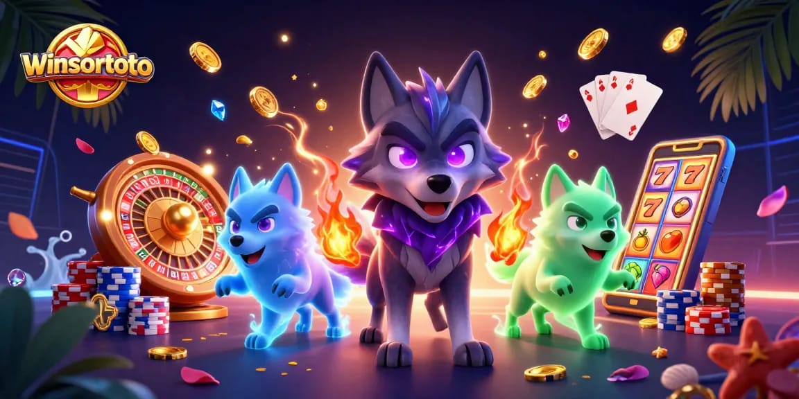 Win big with winsortoto at a dynamic casino scene featuring exciting game elements.