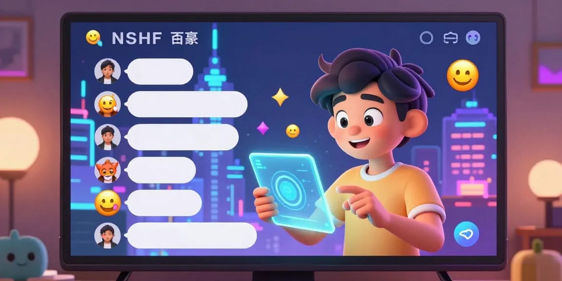 Engaging NSFW AI chat scene with vibrant animated characters and futuristic interface.