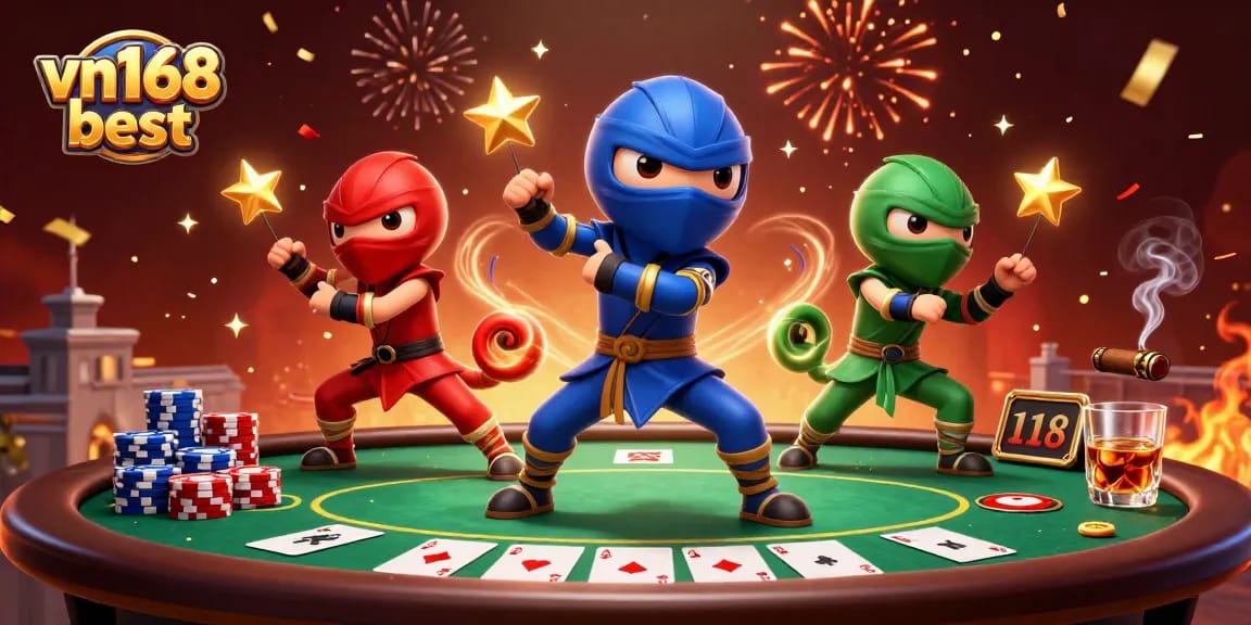 Experience the excitement of vn168 best with vibrant chameleons, poker dynamics, and festive elements.