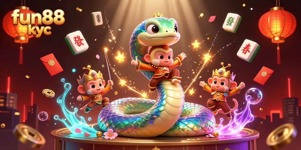 Cá cược tại fun88 kyc: hình ảnh sinh động về rắn cầu vồng và vua khỉ cùng không gian trò chơi hấp dẫn.