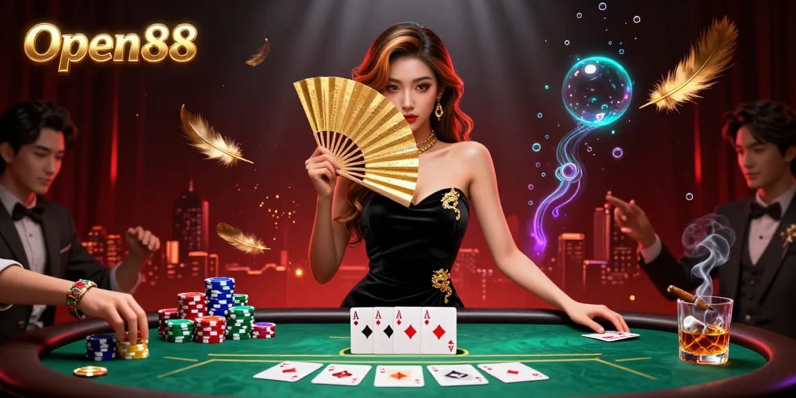 Play and win at Open88 with colorful poker chips and stunning gambling action.