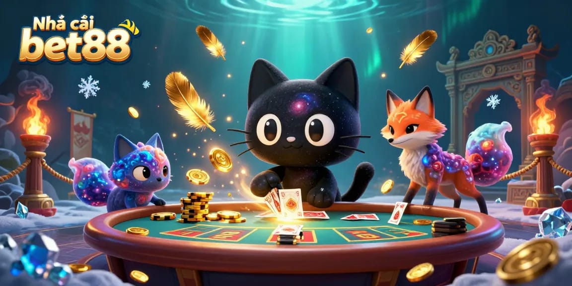 Engage with Nhà cái bet88 at the cosmic casino, enjoying vibrant gaming adventures with golden chips and dynamic energy.