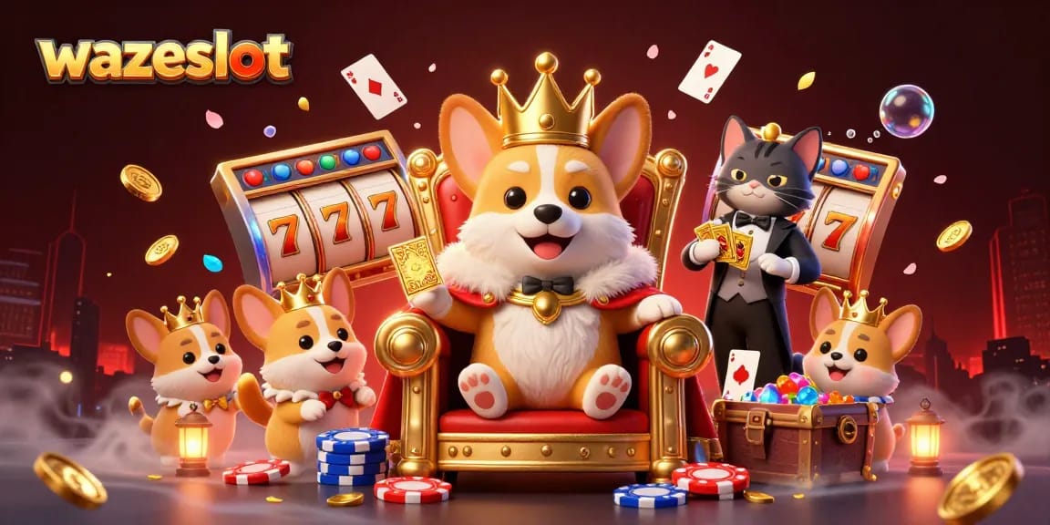 Spin the reels with WAZESLOT's dynamic casino illustration rich in visual excitement.