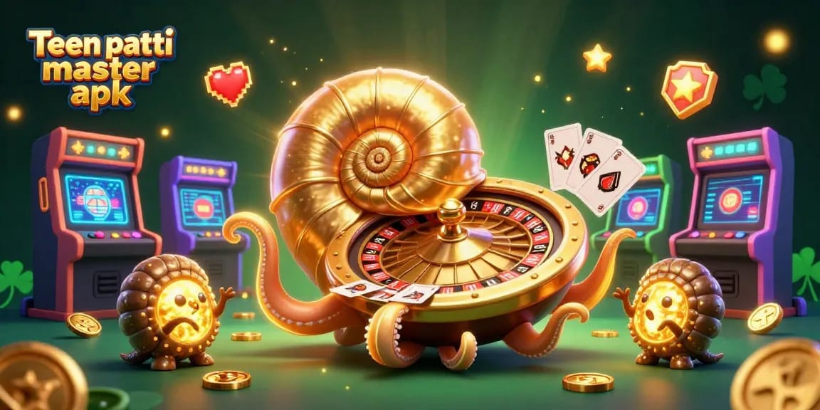 Experience the thrill of Teen Patti Master APK with a vibrant 3D casino illustration highlighting gameplay elements.