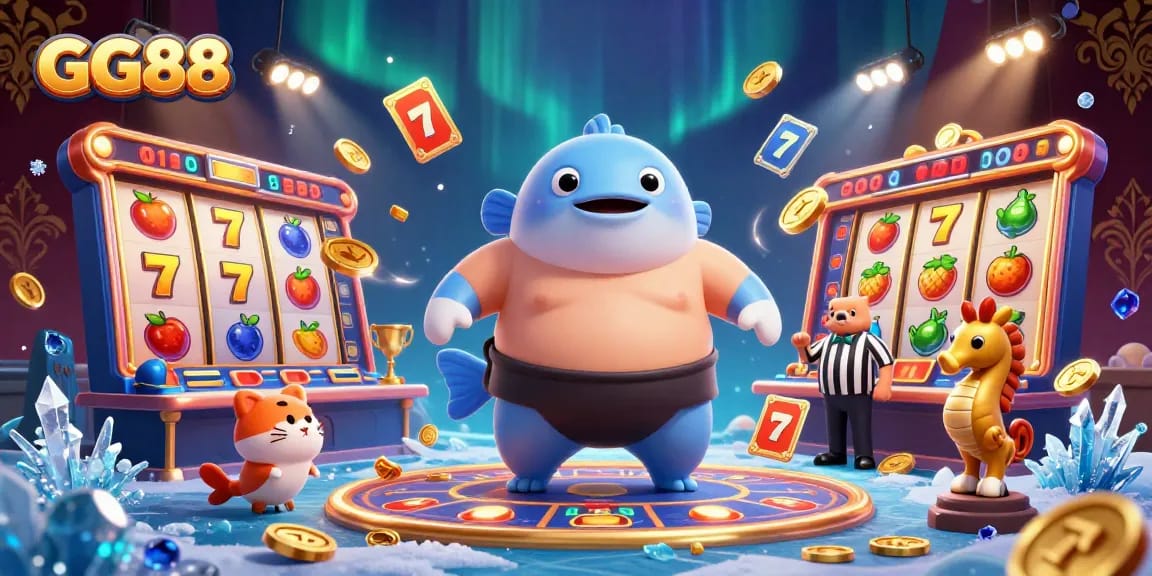 Spin the reels with GG88 in an exciting underwater casino experience with whimsical characters and game elements!