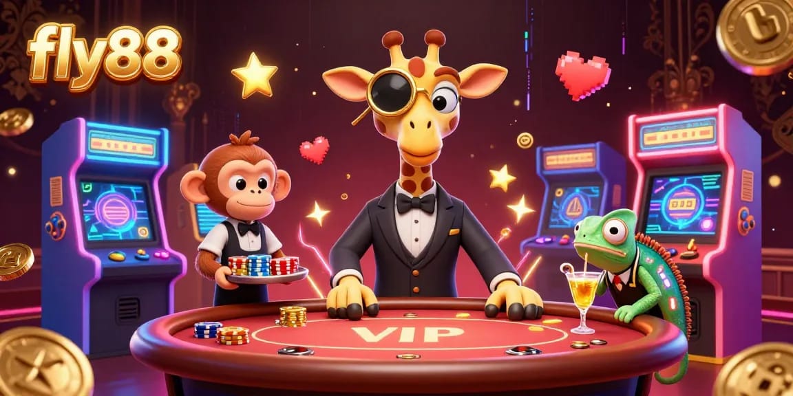 Experience exciting gaming moments at fly88 with 3D cartoon characters, jackpot thrills, and vibrant casino elements.