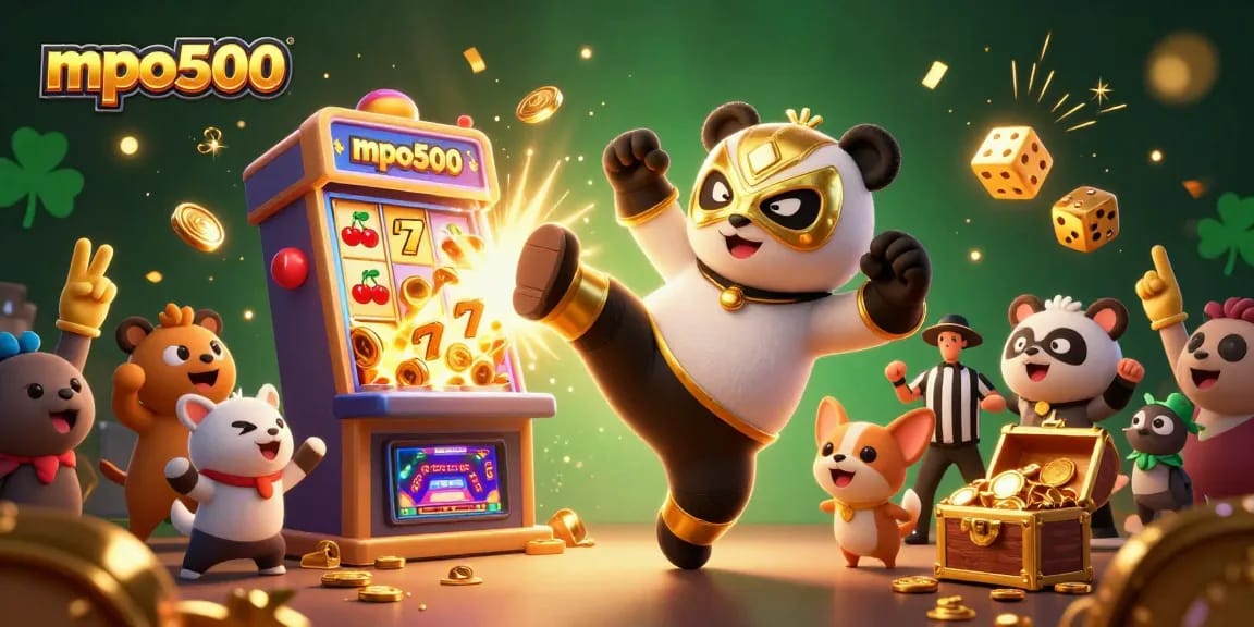 Experience thrilling casino action with mpo500 as a panda wrestler kicks into a jackpot explosion of coins and excitement!