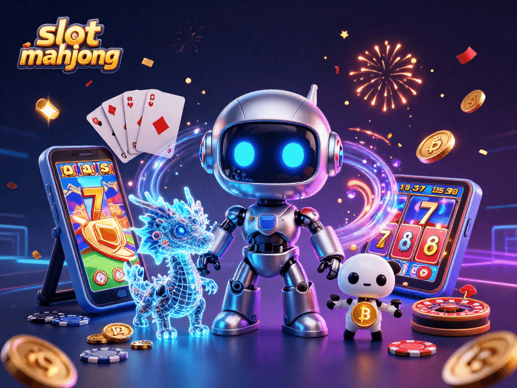 Experience the excitement of slot mahjong with dynamic characters and vibrant casino elements.