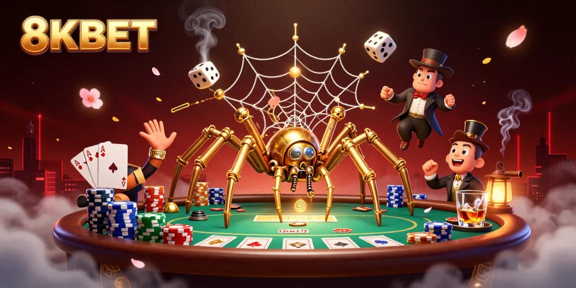 Engage with thrilling 8KBET action amidst a vibrant casino atmosphere filled with poker excitement.