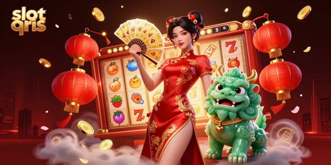 Experience the excitement of slot qris with vibrant illustrations of winning reels and dynamic casino elements.