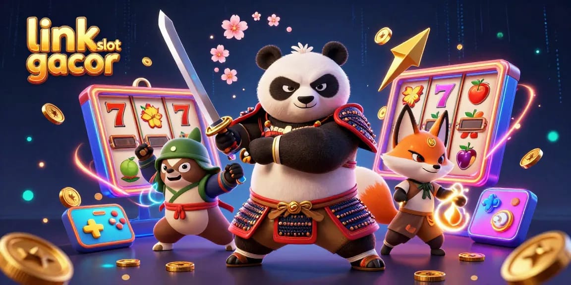 Experience the excitement of link slot gacor with colorful characters and dynamic casino imagery.