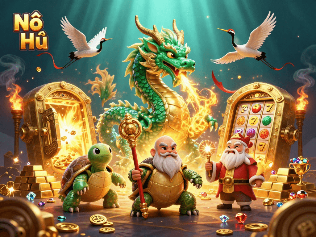 Experience the thrill of Nổ Hũ with a dazzling illustration of casino magic and luck.