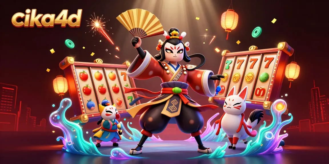 Experience the thrill of jackpots with cika4d in this vibrant, action-packed casino illustration.