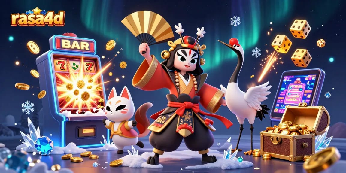 Mengalami ketegangan di RASA4D dengan simbol slot menari dan koin berhamburan saat Anda bermain.