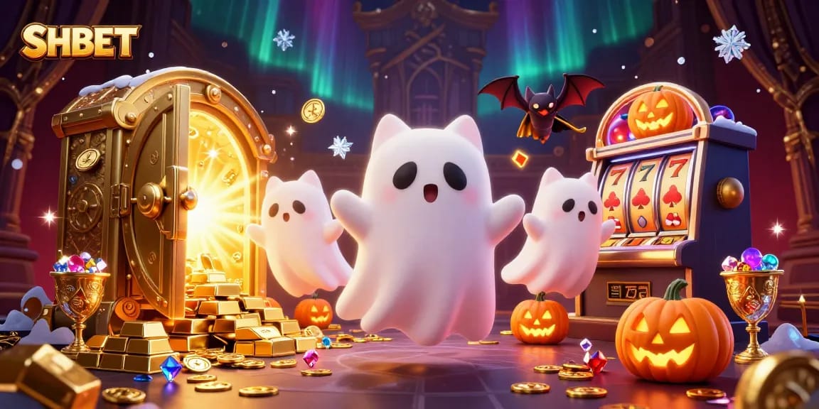 Engage in thrilling gameplay with SHBET in a haunted casino realm featuring ghostly characters.