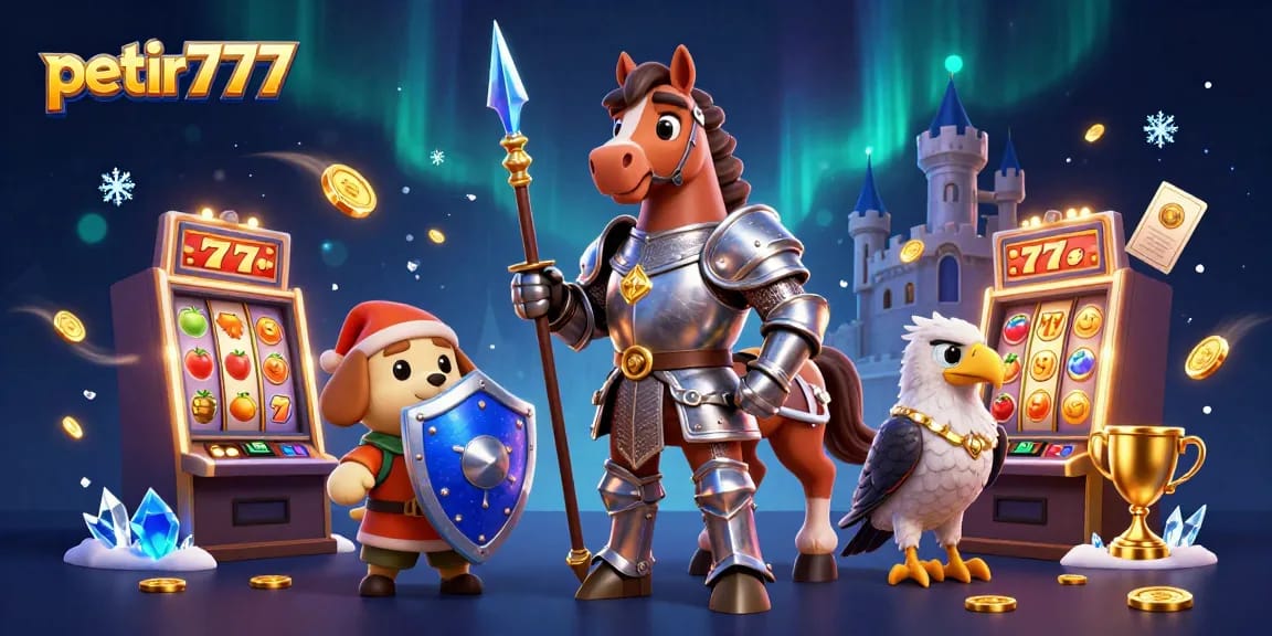 Play exciting petir777 slots featuring medieval characters in a vibrant casino scene.