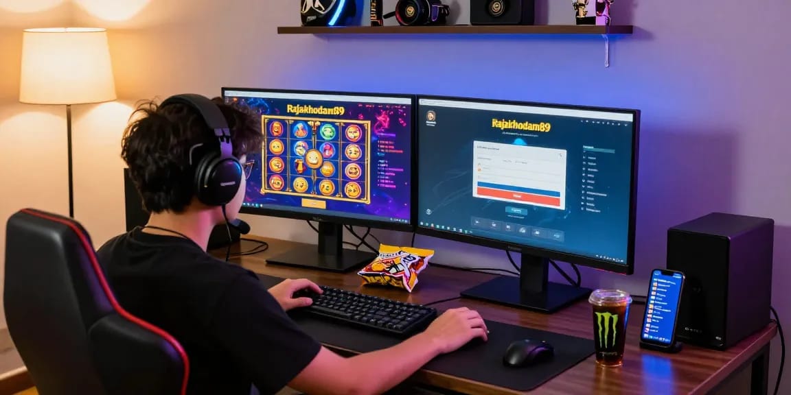 Engaging rajakhodam89 login scene showcasing vibrant online gaming setup