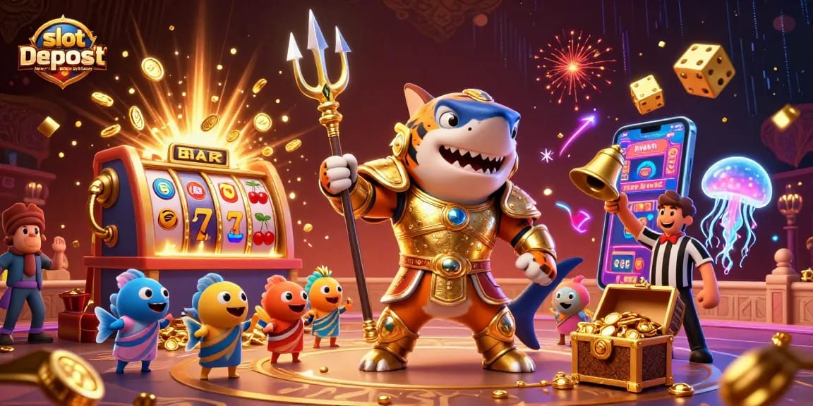 Mengalami keseruan bermain slot deposit pulsa tanpa potongan dengan simbol jackpot, karakter unik, dan suasana kasino yang hidup.