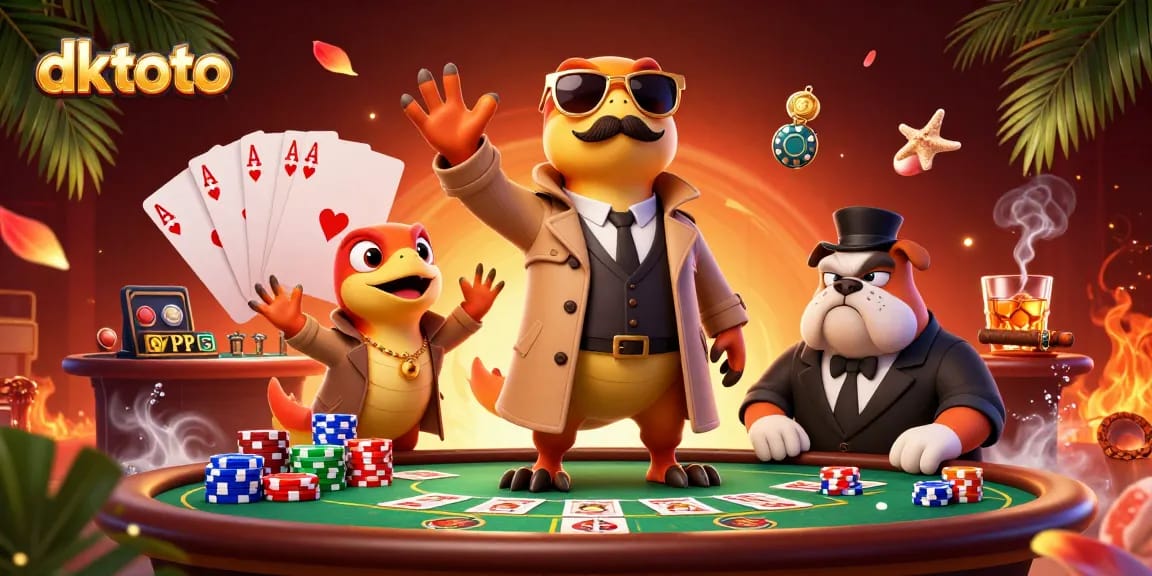 Join dktoto with raptors disguised in a trench coat entering a VIP casino lounge.