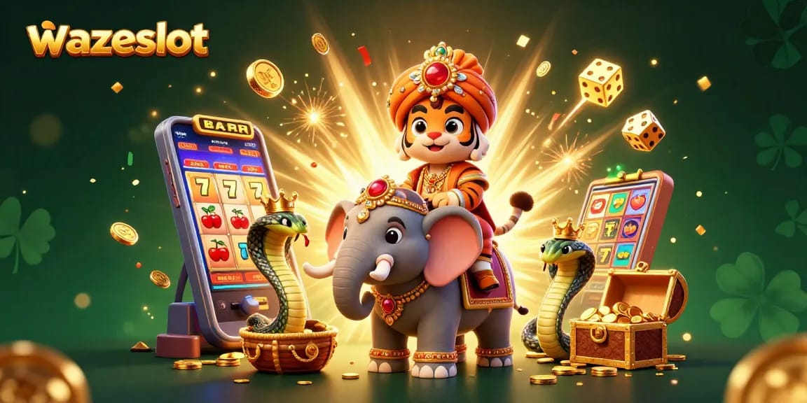 Experience top winning strategies with Wazeslot's vibrant 3D casino illustration showcasing slot excitement.