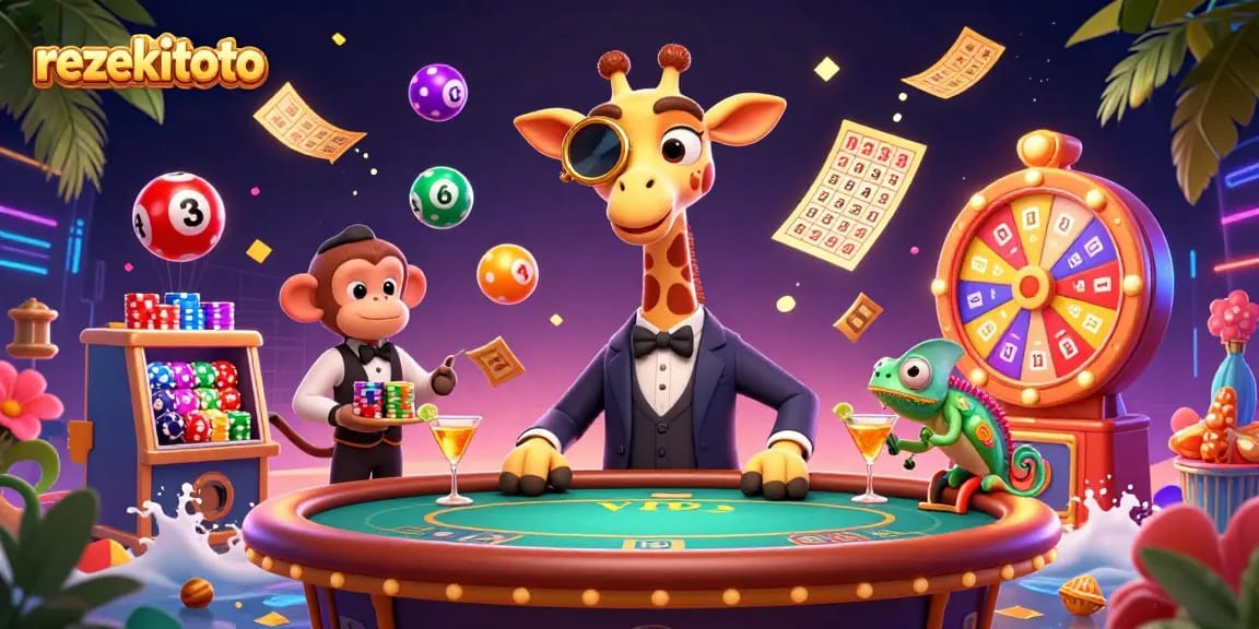Experience thrilling moments at rezekitoto with a vibrant 3D illustration showcasing lottery excitement and opportunities.